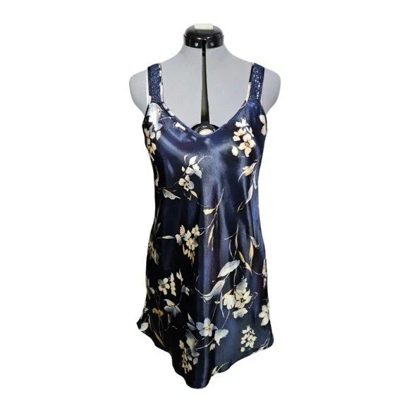 Vintage California Dynasty Women's SIZE M Romantic Satin Slip Dress Nightgown ×2